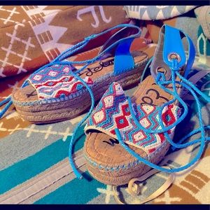 Sam Edelman Beaded Boho Sandals espadrilles platform